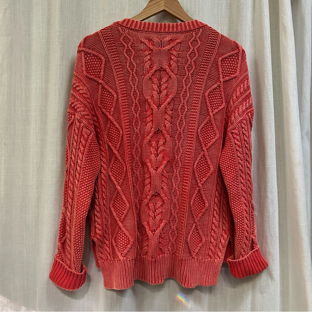 Anthropologie PILCRO JONI CABLE-KNIT SWEATER Coral size small - Picture 7 of 15